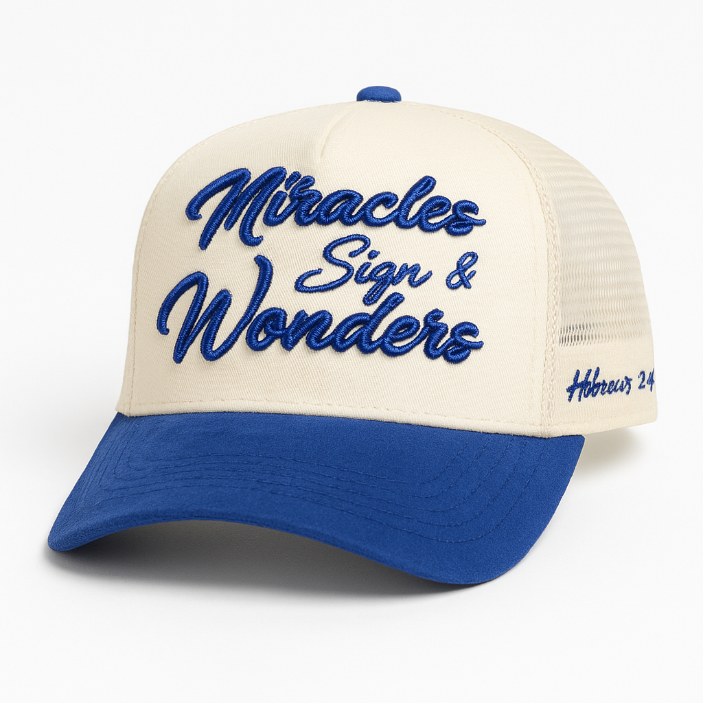 “Miracles, Signs & Wonders” Premium Snapback – Cream & Royal Blue
