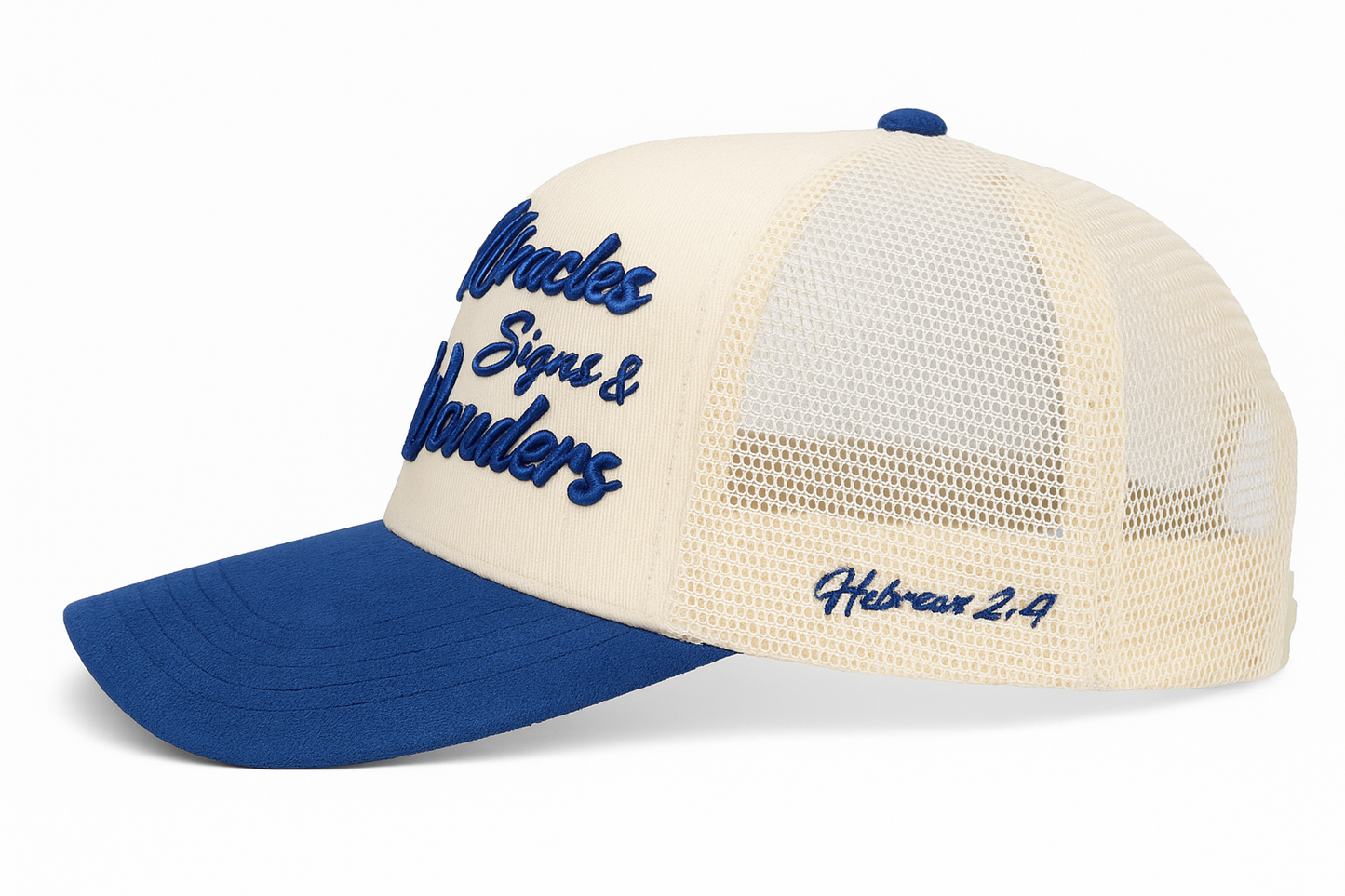 “Miracles, Signs & Wonders” Premium Snapback – Cream & Royal Blue