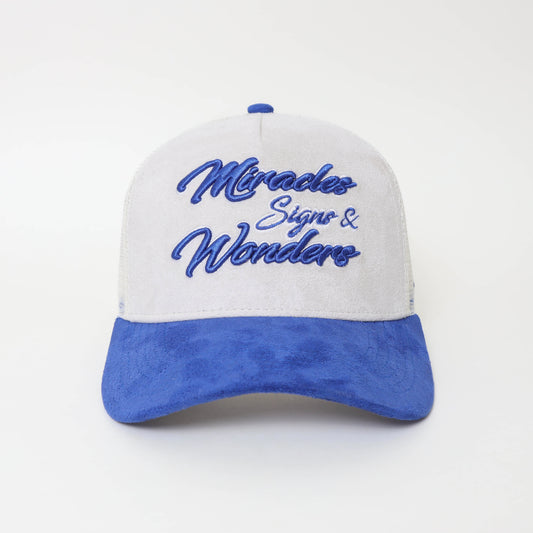“Miracles, Signs & Wonders” Premium Snapback – Cream & Royal Blue