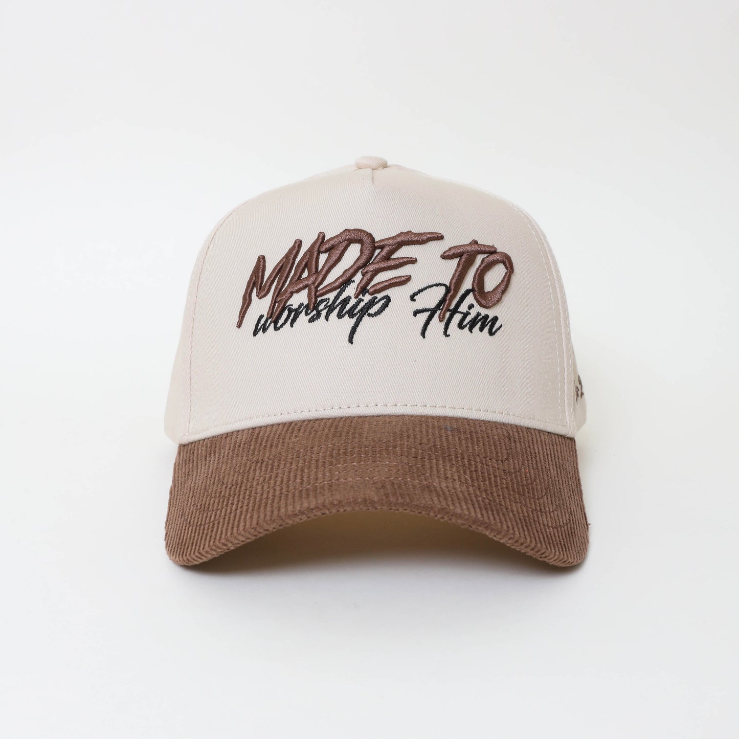 “Made to Worship HIM” Premium Snapback – Cream & Brown