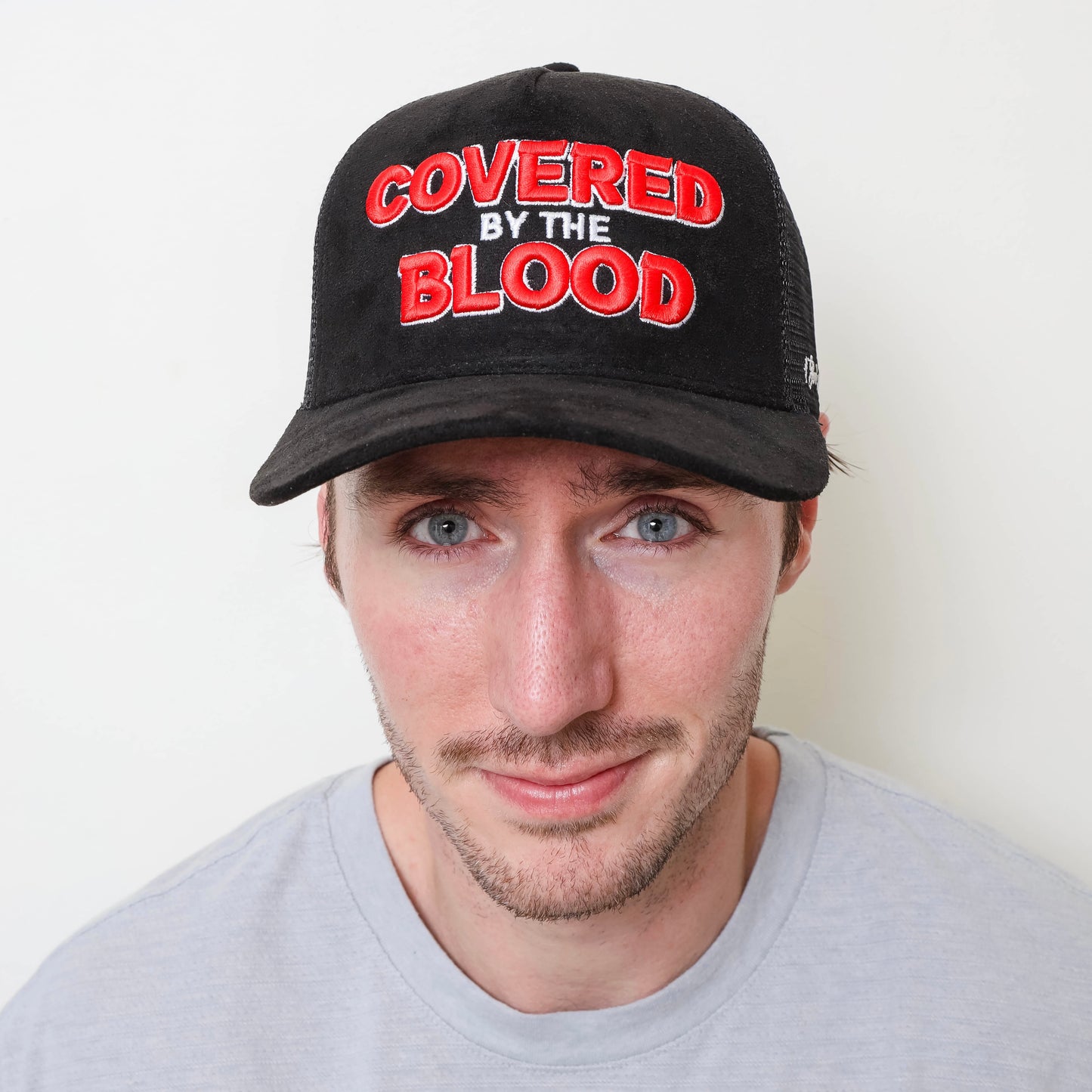 “Covered by the Blood” Premium Snapback – Black/Red