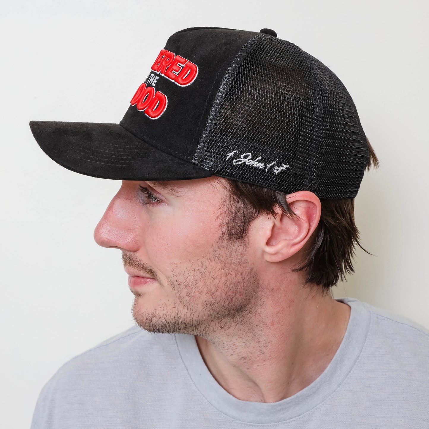 “Covered by the Blood” Premium Snapback – Black/Red