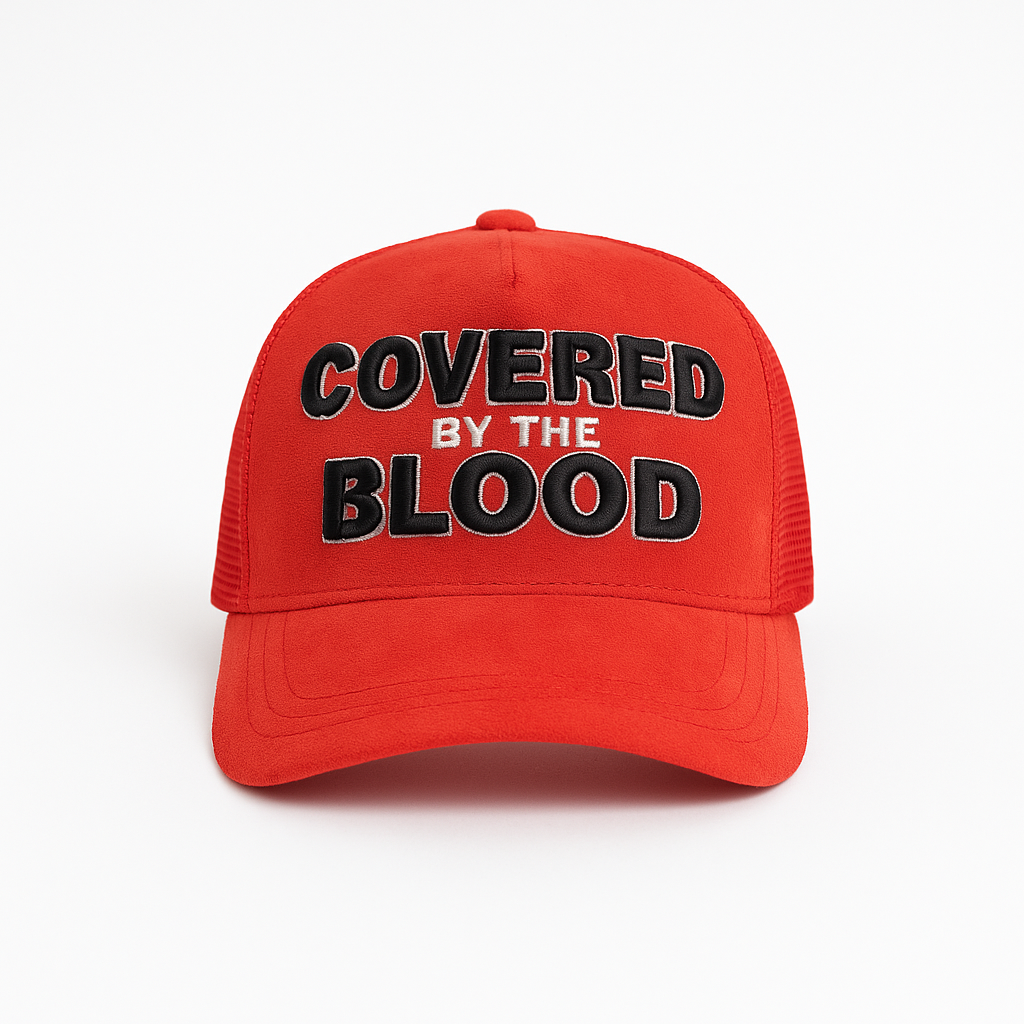 “Covered by the Blood” Premium Snapback – Red/Black