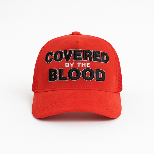 “Covered by the Blood” Premium Snapback – Red/Black